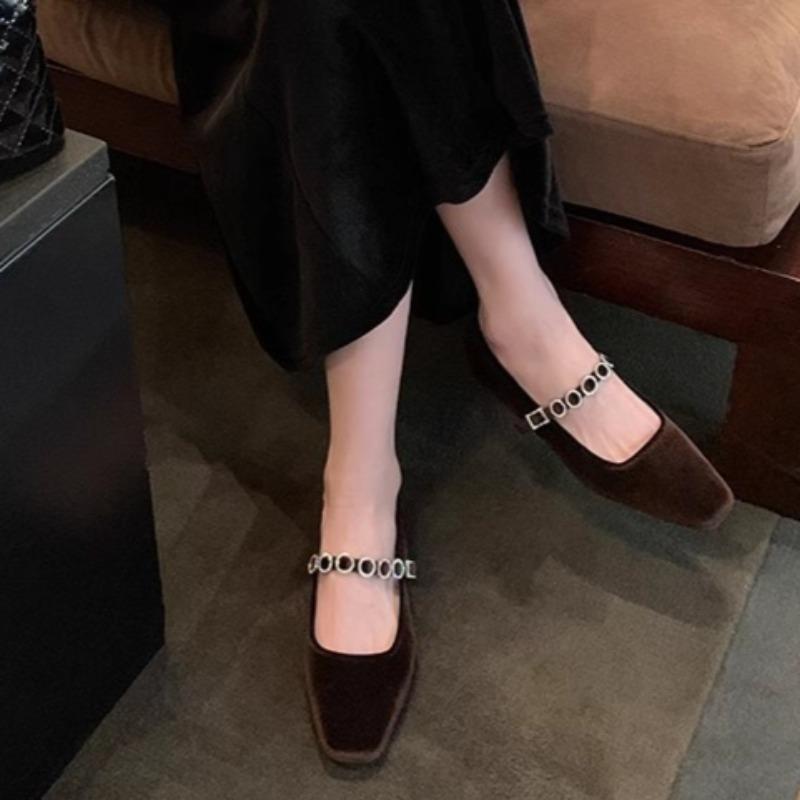 

Модная женская обувь на низком каблуке, с квадратным носком, с неглубоким вырезом, на мягкой подошве, противоскользящая, износостойкая, низкая 35