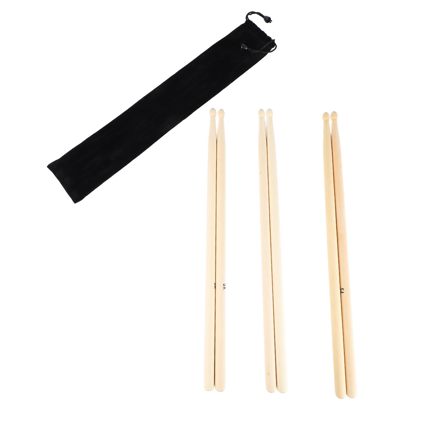 

3 пары барабанных палочек 5A, прочные, из цельного дерева, противоскользящие, с удобным захватом, барабанные палочки для выступлений