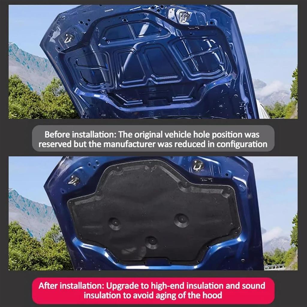 Front Engine Hood Pad Compatible for Toyota Highlander Kluger XU40 2008~2013 Heat Sound Insulation Cotton Mat Soundproof Covers Accessories(Color:PET