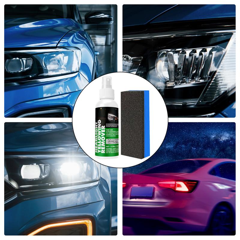 Car Headlight Restoration Spray 100ml Car Headlight Yellowing Repair Fluid Headlamp Restoration Spray With Sponge For Yellowing