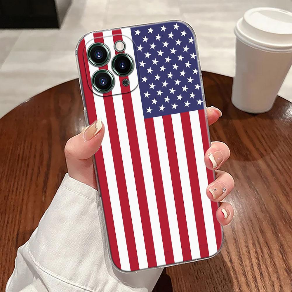 American USA Flag Five-pointed Star Case For Apple iPhone 17 16 15 14 13 12 11 Pro Max 16 Plus 16E 17Air 17Pro Phone Cover Funda