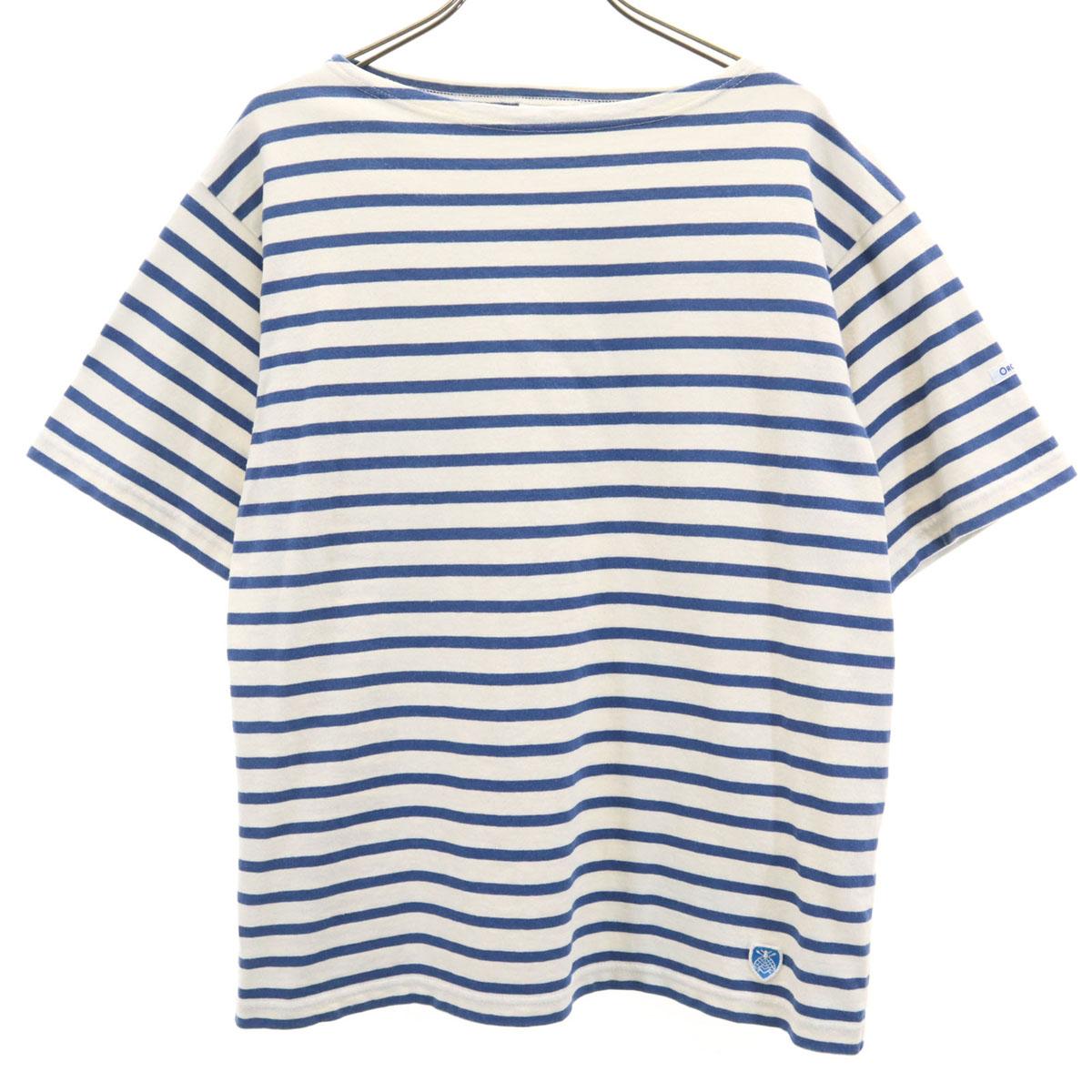 

ORCIVAL Сделано во Франции Полосатый узор С коротким рукавом Вырез лодочкой Баскская рубашка Женская Б/у