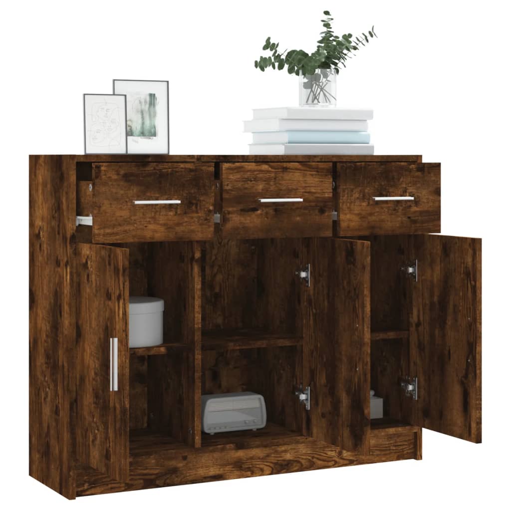 Sideboard Smoked Oak 91 X 28 X 75 Cm Wood Based Material