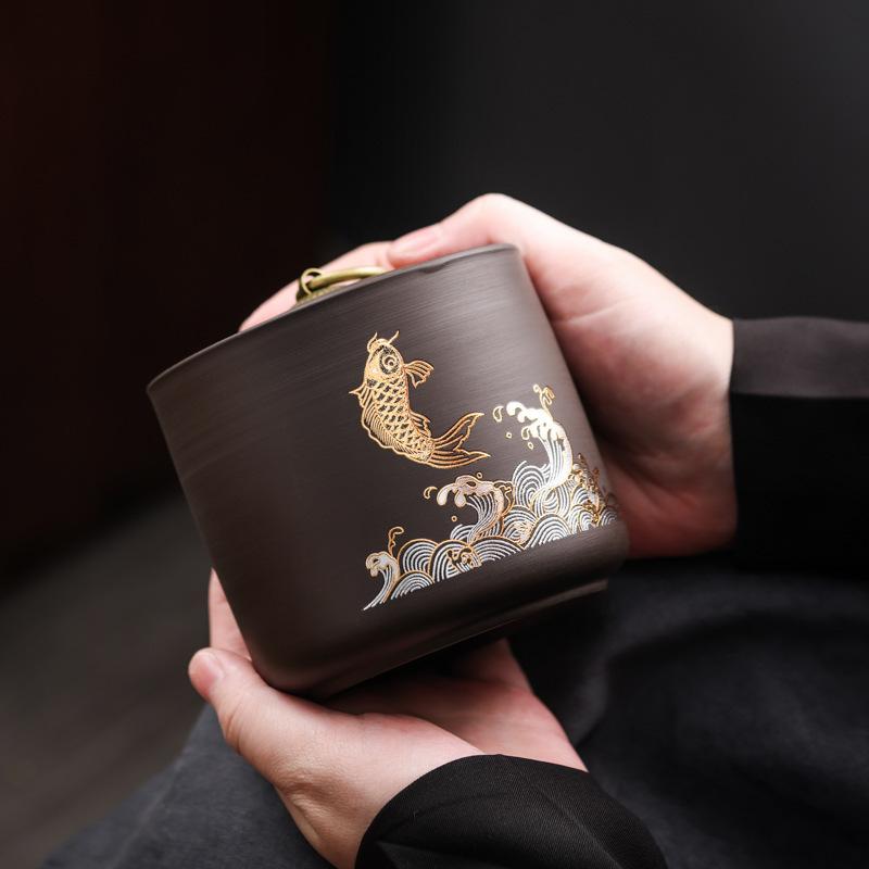Złota Rybka Jeleń Ceramiczny Pojemnik do Przechowywania Zwierzę Porcelanowe Hermetyczne Puszki Gospodarstwo Domowe Odporne na Wilgoć Puszki na Herbatę Pojemnik do Przechowywania Żywności Prezent