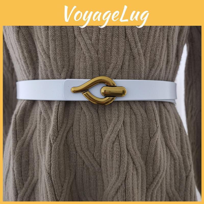 Minimalist Style Womens Leather Waist Belt Metal Buckle Dress Belt Shapewear