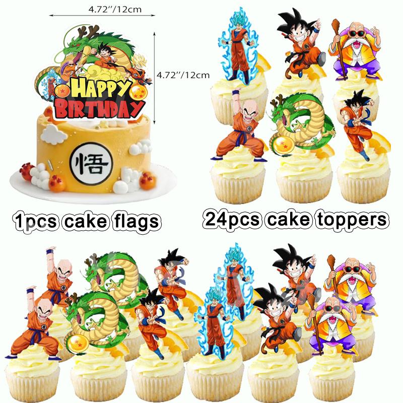 Dragon Ball Cake Decoration Goku Figure Birthday Party Supplies Cupcake Toppers Party Favors Baby Shower Toys Gifts