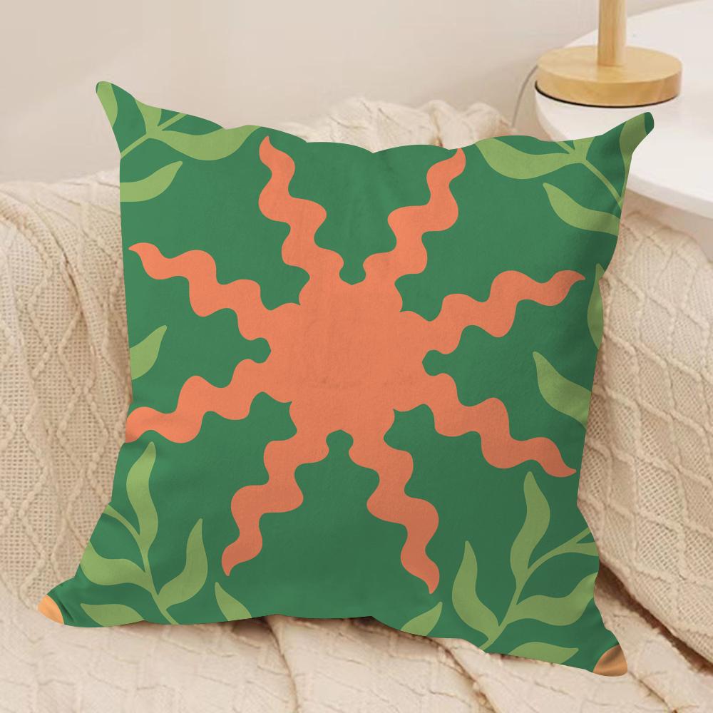 Bohemia Green Classic Cushion Cover Silky Short Plush Double-Sided Printed Pillow Case for Sofa All Seasons Home Decor Gift