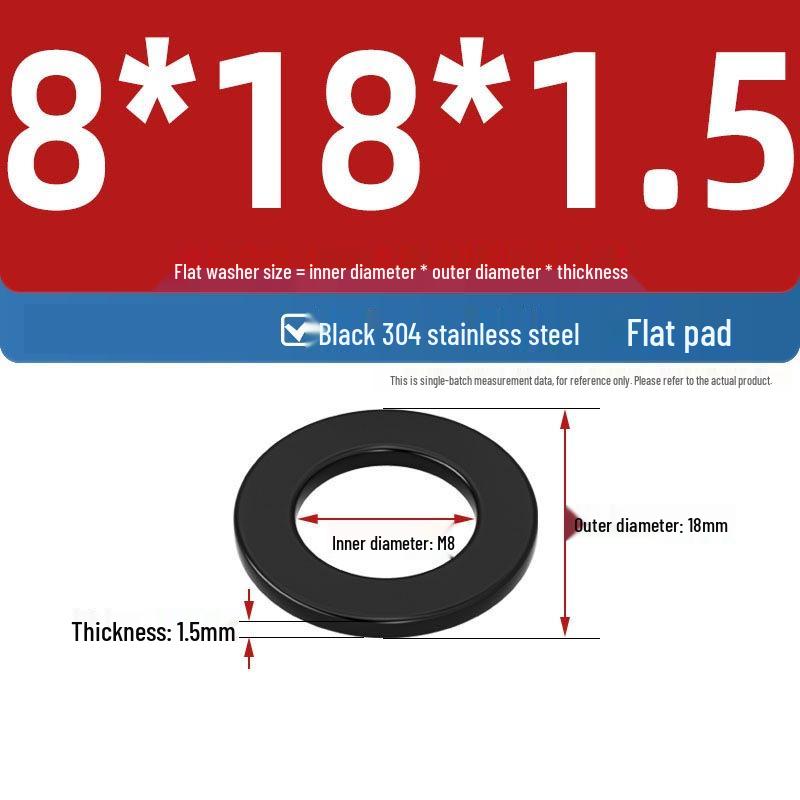 Ultra-Thin Black Zinc-Plated Stainless Steel Flat Washer (M2-M20)