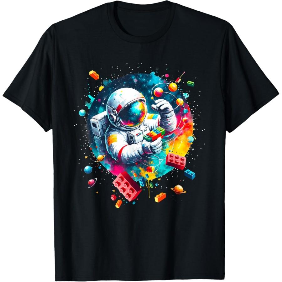 Space Astronaut Master Builder Funny Building Blocks Bricks T-Shirt XXXXXL чёрный