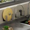 8Pc/set Cutting Board Pot Cover Rack Sink Sponge Organizer Bathroom Multifunctional Wall Mounted Stainless Steel Kitchen Shelf