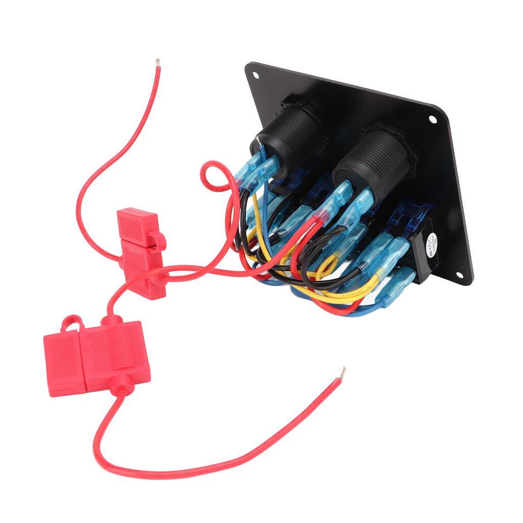 Rocker Switch Panel 4 Gang 12‑24V 5 Pin Blue Light Toggle On Off Switch Panel Overload Protection for Cars RV Trailer