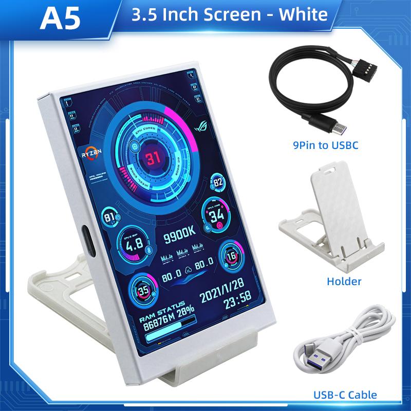 TURZX 3.5 / 5 Inch IPS USB Secundair Scherm voor Computer CPU GPU RAM HDD Monitor Type C Display GEEN AIDA64 LCD voor Windows 10 11