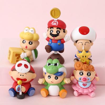 Crayon Shin-chan Super Mario Cosplay Figur: Abenteuer-Serie Trendiges Desktop-Ornament Blind Box