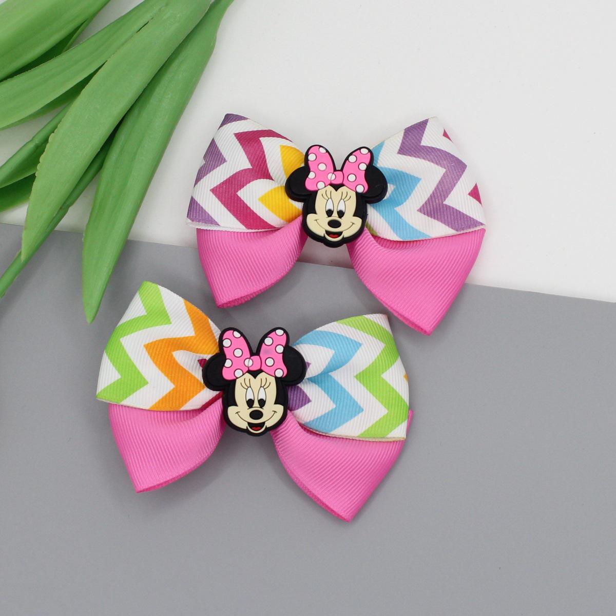 New Sweet Mickey Head Polka Dot Bow Hair Clips - European  American Style