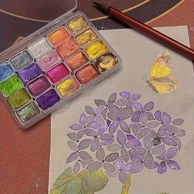 Set di acquerelli perlescenti da 20 colori, set di acquerelli metallizzati, acquerelli perlescenti scintillanti per artisti, studenti, hobbisti