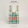 "Niche Colorful Plaid Knitted Shoulder Tote - Large Capacity Versatile Handbag"