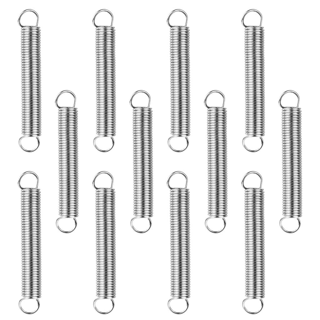 12Pcs Extension Spring 2/5 Inch X 2-4/5 Inch, 0.047 Inch Spring Steel Dual Hook Tension Springs Steel Hook Ends Construction Ten