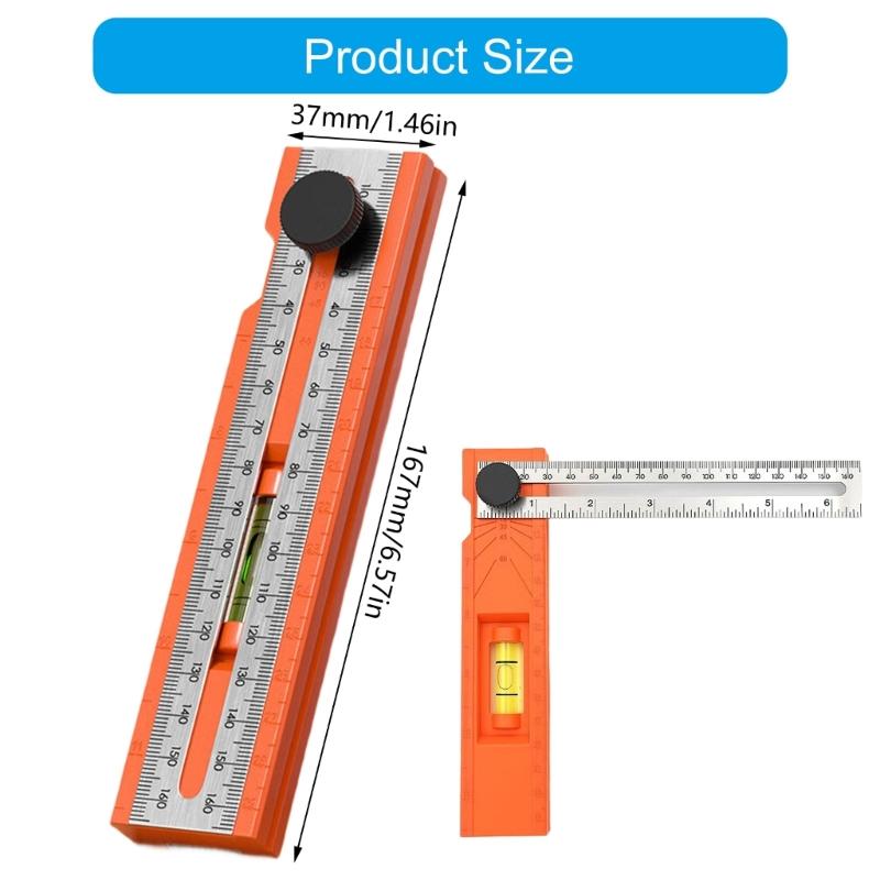 Multifunctional Foldable Angled Ruler Adjustable Positioning Scribing Protractor Marking Depth Measurement Tool Woodwork