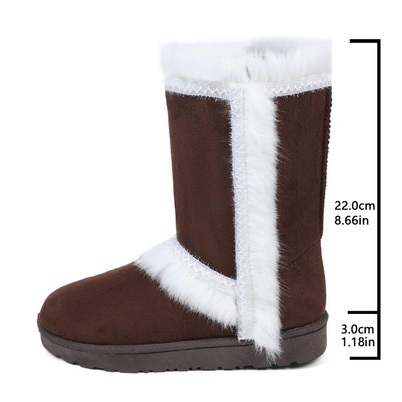 Thick-soled snow boots with integrated fur, winter models, piled and thickened small warm Northeast cotton shoes, high boots