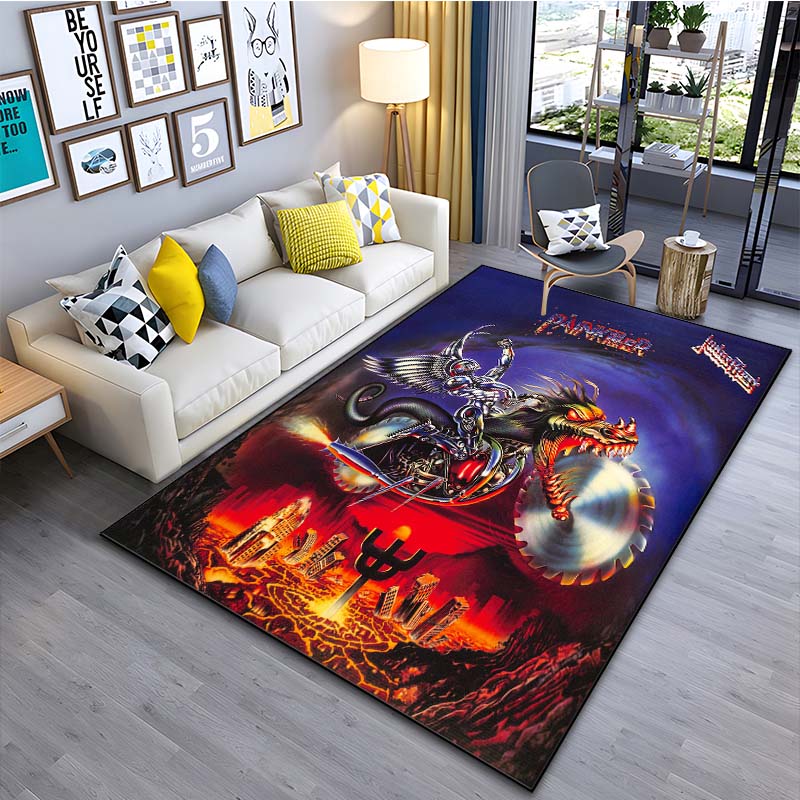 Doom J-Judas Priest Pattern Floor Mat Carpet 15 Size Living Room Bedroom Bedside Floor Mat Area Rug Music Room Club Decor