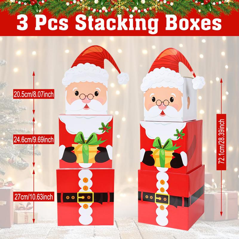 3pcs Christmas Snowman Stacking Boxes Merry Christmas Party Decoration 2026 Xmas Stacking Boxes Navidad Natal New Year Gift 2026