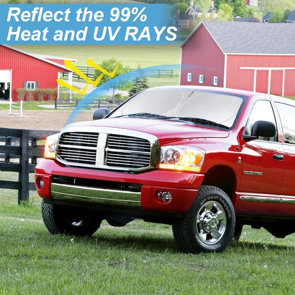 Sunshade For Ram Sun Shade Fit 2010-2025 2026 Dodge RAM 2500 3500 Truck Accessories Windshield Cover For Ram 2500/3500/4500/5500 Sun Visor Fits 2Dr