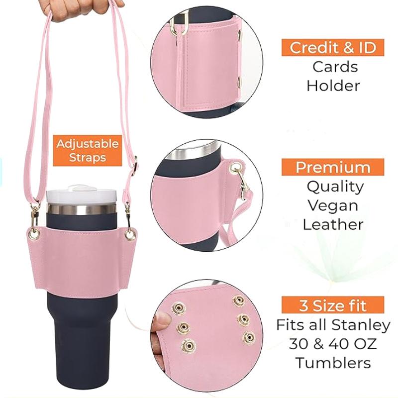 Stanley Wasserflaschen-Griffriemen, Tragbarer Schultergurt für 30-40 oz Becher, PU-Leder-Zubehör