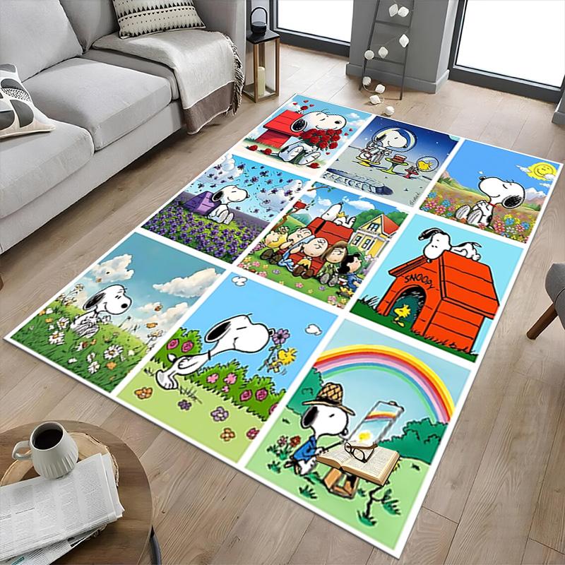 1pc Snoopys Adventures Nature Carpet for Playroom Bedroom Living Room Sofa Home Decor,kids Game Area Rug Non-slip Floor Mat Y73013