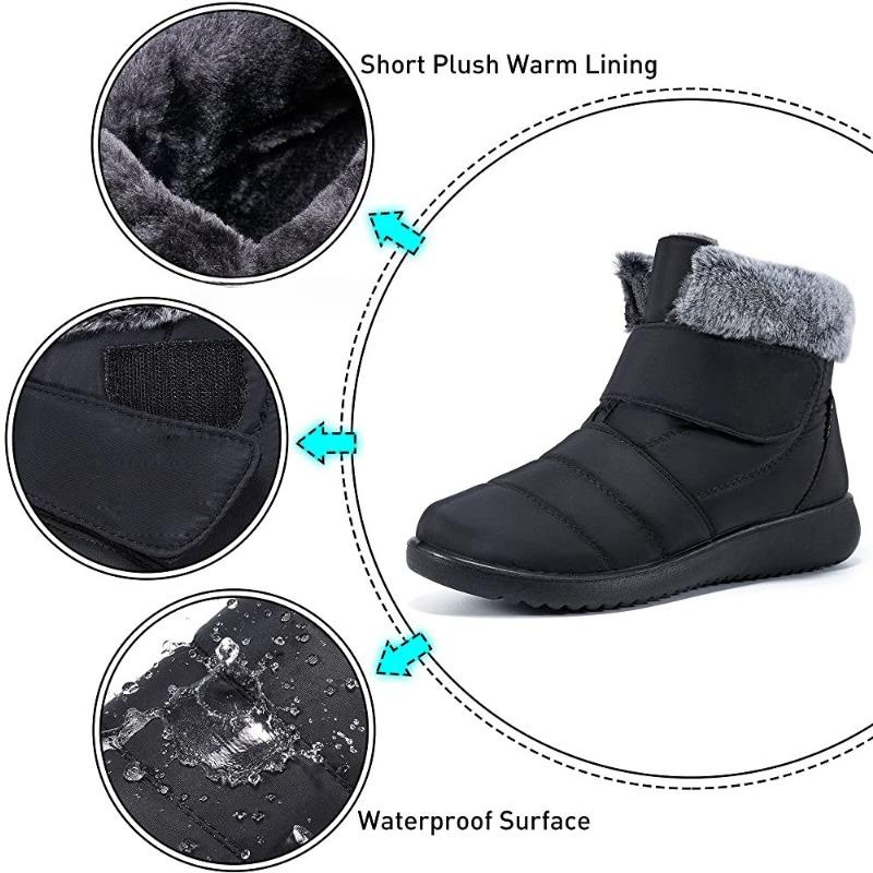 3.5cm Winter Plus Velvet Warm Mother Cotton Boots Flat-bottomed Non-slip Waterproof Tendon-soled Snow Boots
