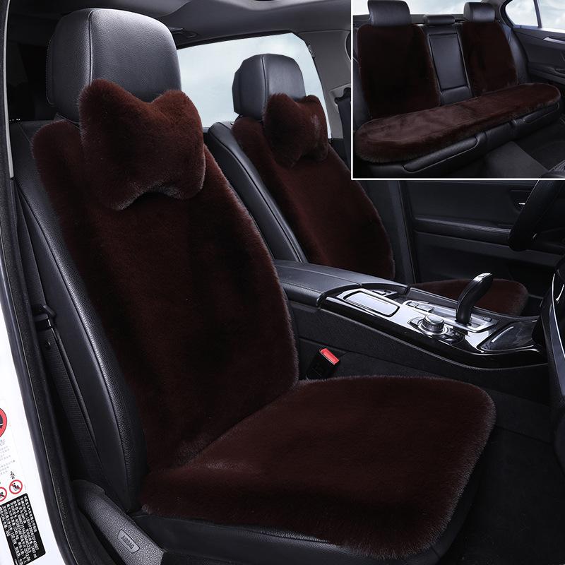 Winter Rabbit Fur Wool Heated Car Seat Cushion - Non-slip, Warm, for Single Seat with Small Waist Support