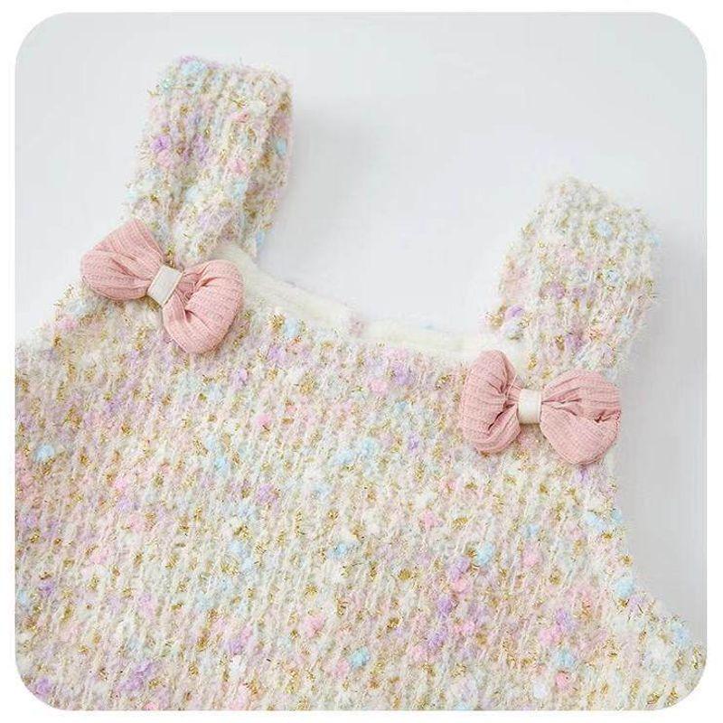 Trendy Baby Girl Fleece-Lined Romper for 100-Day Celebration, Super Cute Princess Style with Suspenders for Outings
