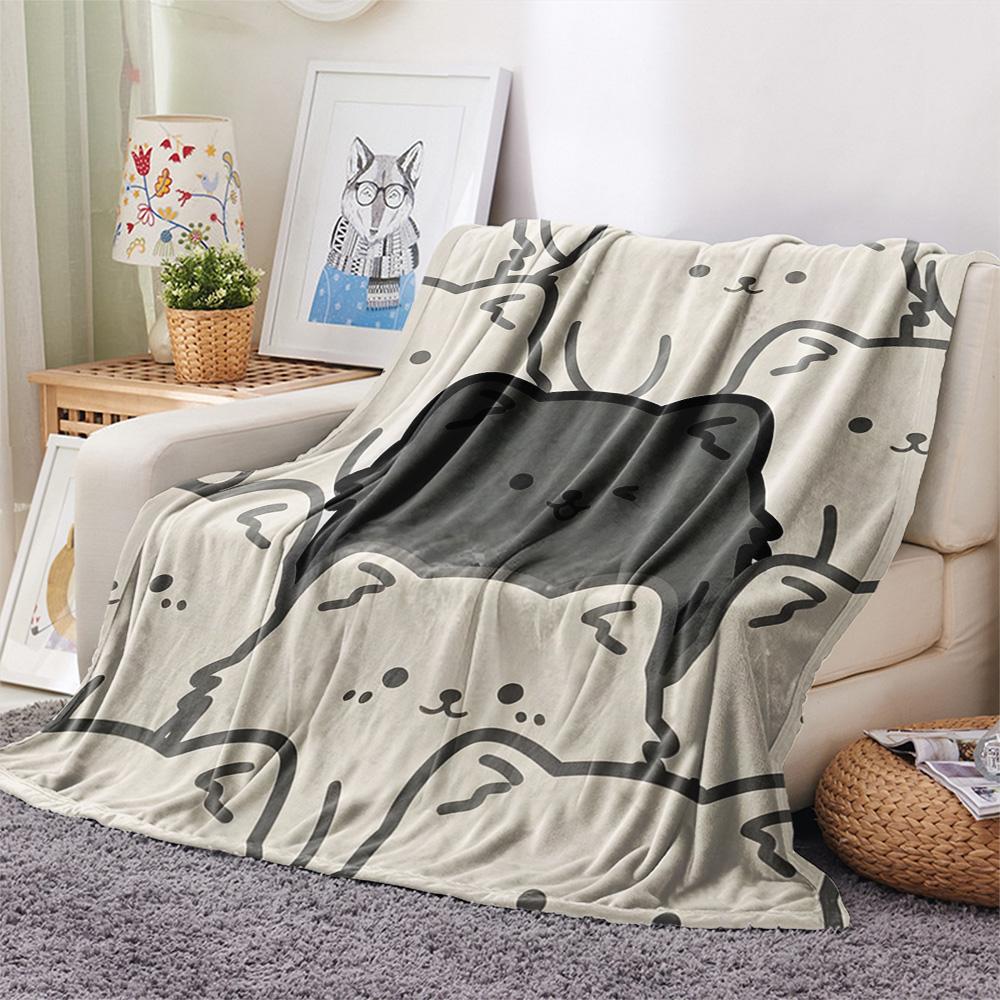 1Pc chow Print Flannel Blanket, High quality Comfortable for All Seasons, Home Decor, Warmth and Comfort, Perfect for Christmas Gifts