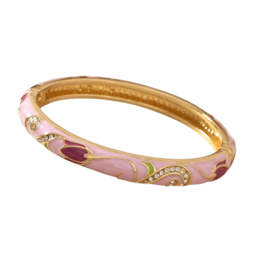 Chinese Style Vintage Cloisonne Bangle Enamel Women's Hand Bracelet Hollow Out Flower Bangle  Girls