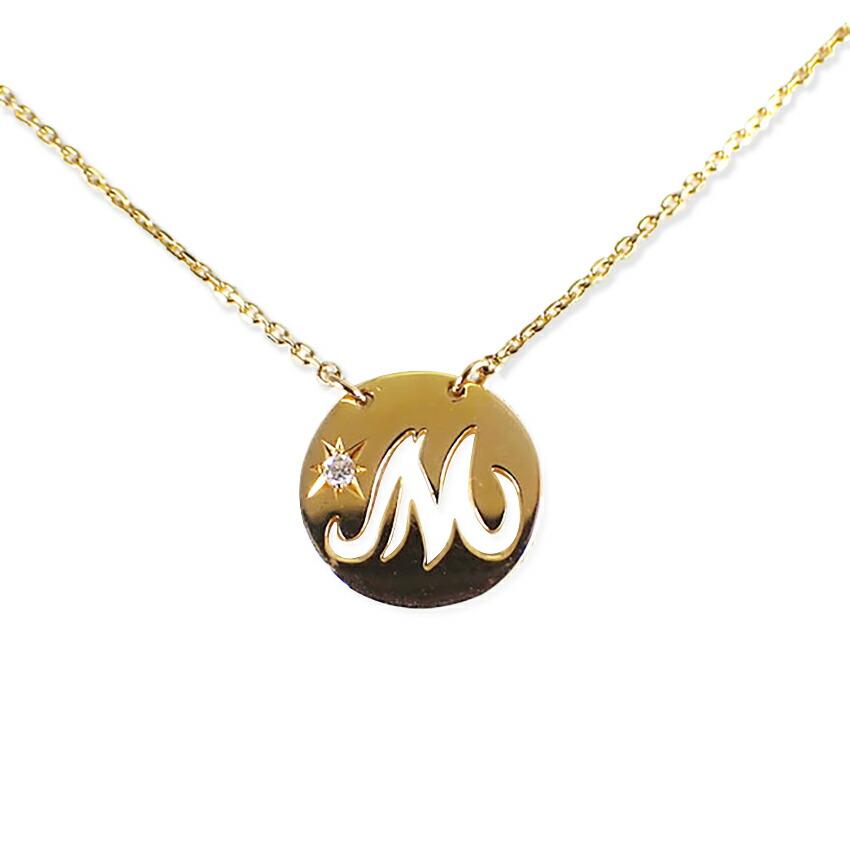 Pre-owned Star Jewelry K18 Diamond Initial M Necklace/Pendant/j66-7
