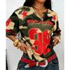 2026 Summer New Retro No.98 Print T-Shirt For Women V-Neck Camouflage Short Sleeve Tees Sports Jersey Y2K Plus Size Tops