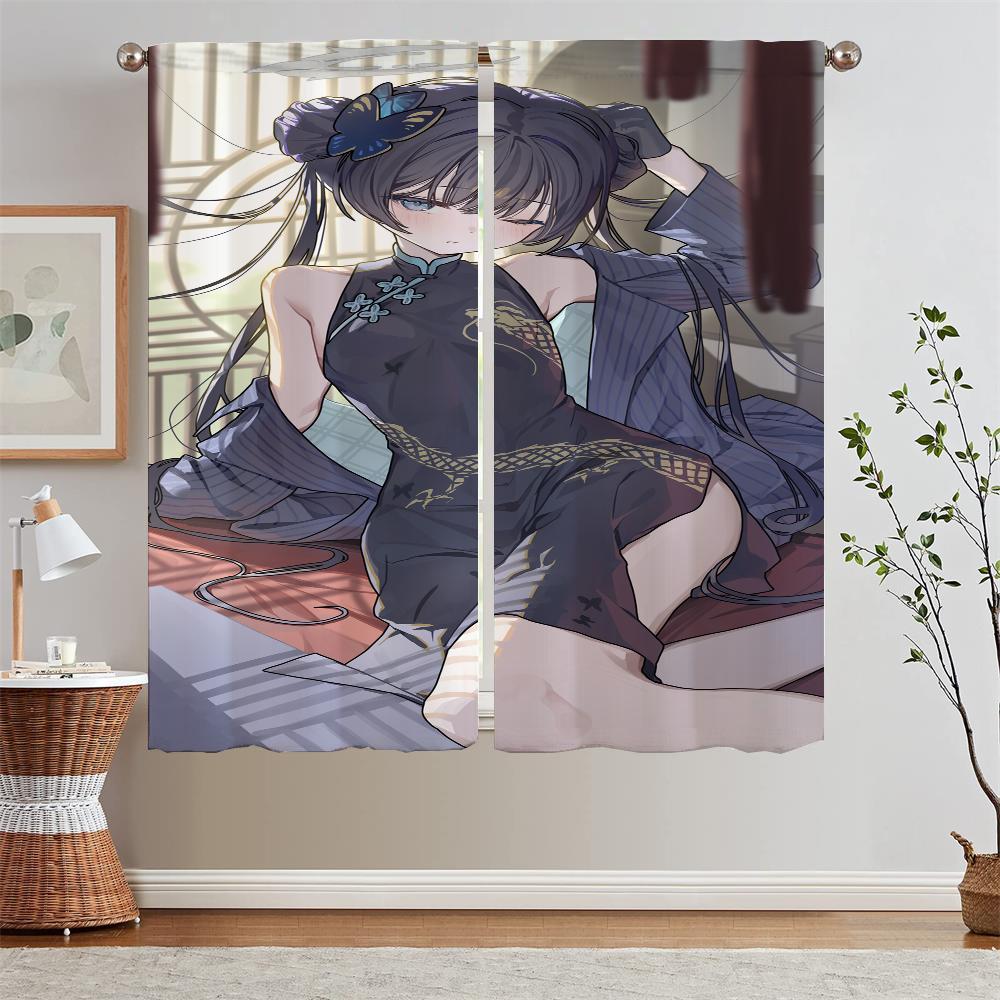 

Blue Archive Дешевые вещи с бесплатной доставкой для домашнего интерьера Шторы для гостиной Тюль на кухне Дом и декор W50xH70cmx2pcs-CL