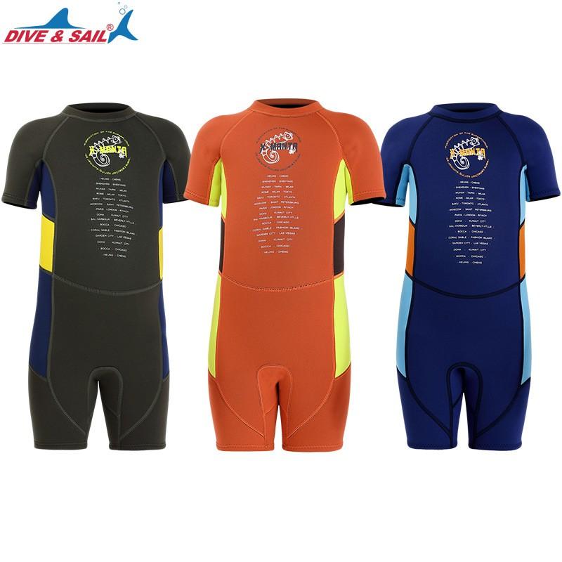 Kids 2.5mm Neoprene Wetsuit Short Sleeve Full Body Surfing Dive Suit Boys UV Protection Warm Water Sports