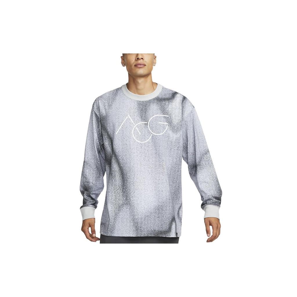 Nike ACG All-Over Print Long Sleeve Crew Neck Sweatshirt Men Tops Gray DV9663-025