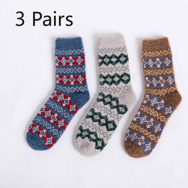 

3 Pairs of Socks: Women s Mid-calf Socks with Thickened Faux Mink Wool and Warm Women s Rabbit Wool Socks 3 pairs