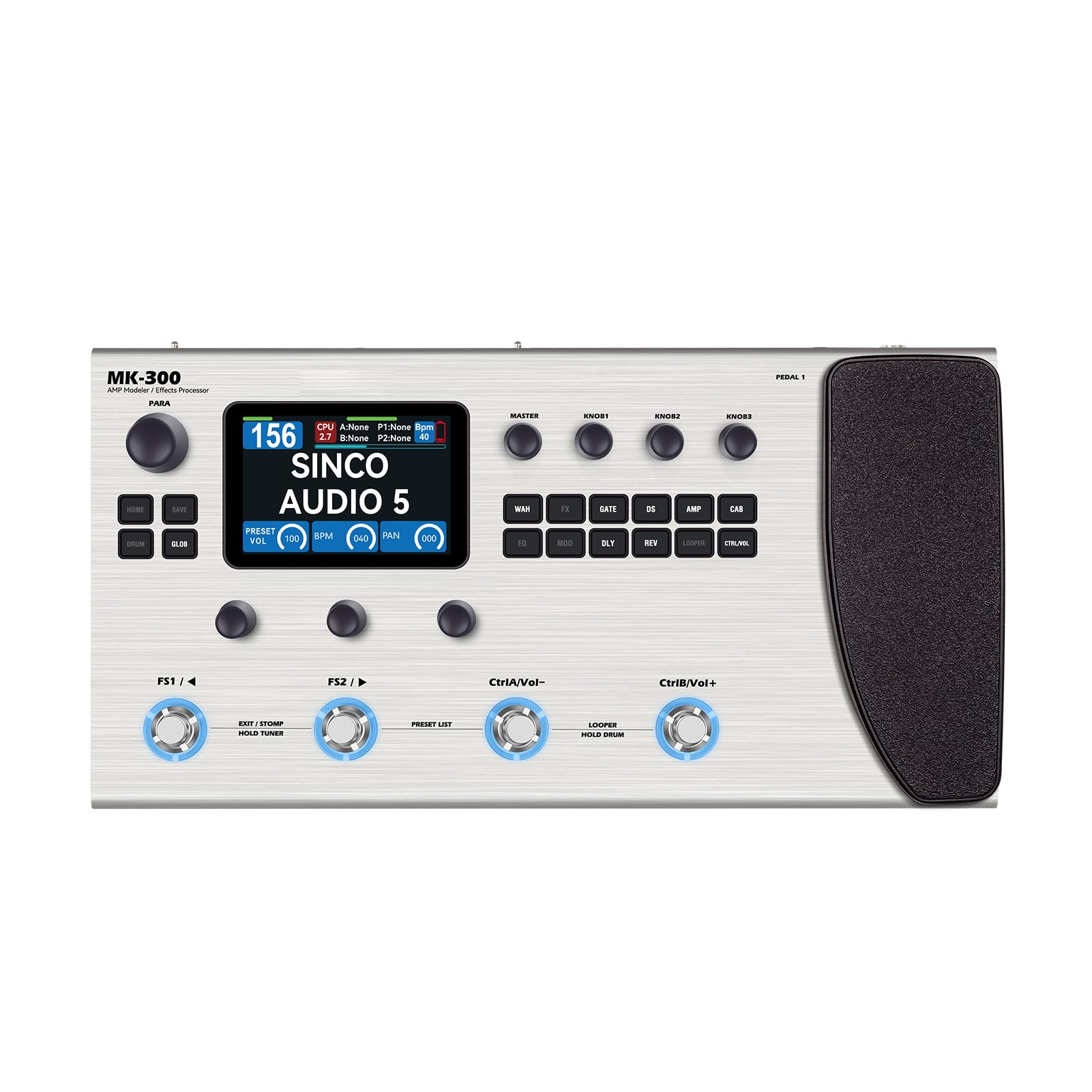 

Guitar M Massive Guitar Effects Processor with 120 AMP Drum Machine MIDI RE AMP Bass Processor Pedal Multi-Effects Pedal, Models, Loops, Interface,