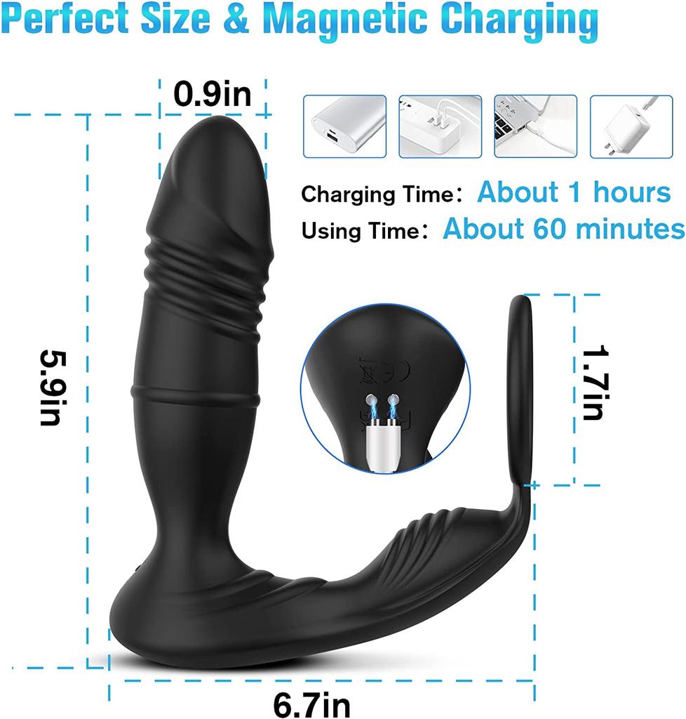Bluetooth APP Male Anal Plug Vibrator Thrusting Prostate Stimulator Massager Wireless Remote Butt Plug Sex Toy for Men Gay