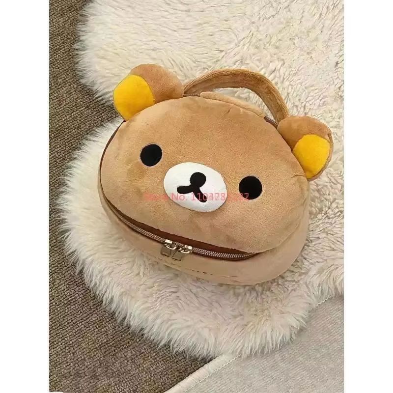 Neuer süßer Rilakkuma Bär Mädchen Plüsch Elliptische Stereoskopische Kosmetiktasche Tragbare Aufbewahrungstasche Süßer Cartoon Einfacher Bär Bär Aufbewahrung W