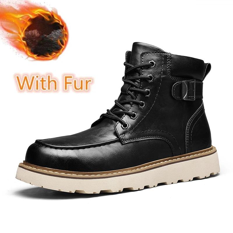 Rutschfeste Herren Freizeitschuhe aus Leder Retro-Stil Herren Stiefeletten zum Schnüren Einfarbig Belüftet Motorradstiefel Freizeitspaziergang Basic Schuhe