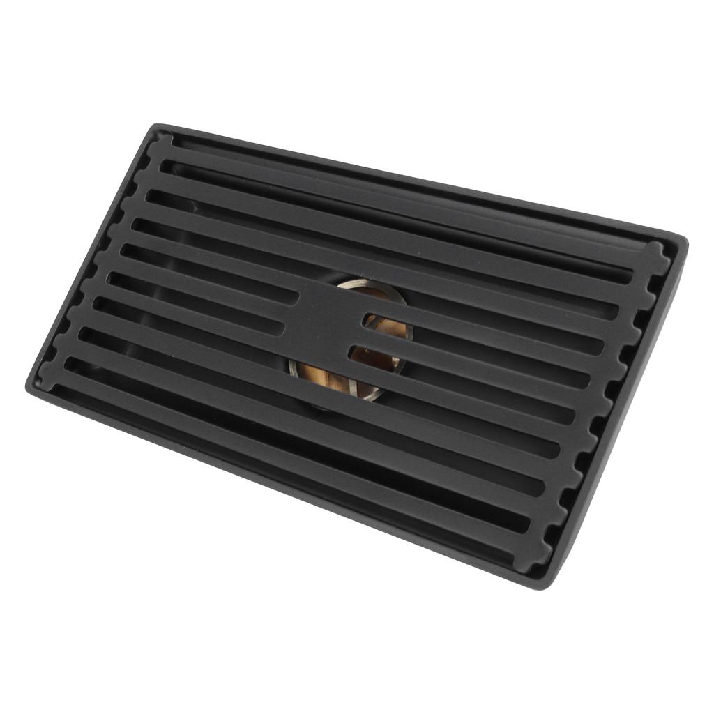 Sifon de Pardoseală Negru cu Capac Detașabil Oțel Inoxidabil Accesoriu Baie Bucătărie 10x20cm