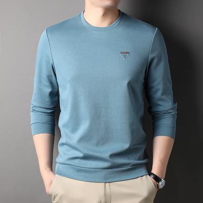 Frühlings- und Herbst-Neue Rundhals-Herren-Langarm-T-Shirts, Elastische Brust Bronzefarben Trendige Mode-Tops, Qualitäts-Herrenbekleidung