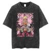 One Piece Donquixote Doflamingo Vintage Wash Oversized T-Shirt, Unisex Anime Fan Streetwear Tee, 100% Cotton Casual Short Sleeve Top
