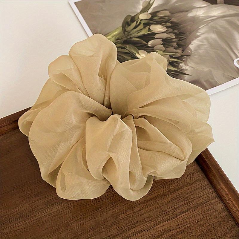 Sweet Oversized Organza Hair Ties Scrunchies Women Solid Color Mesh Hair Bands for Girls Summer Ponytail Holder Hair Accessories