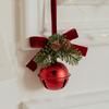 Pleasant Sound Christmas Velvet Bow Bell Iron Pine Cone Bell Pendant  Holiday Wedding Supplies