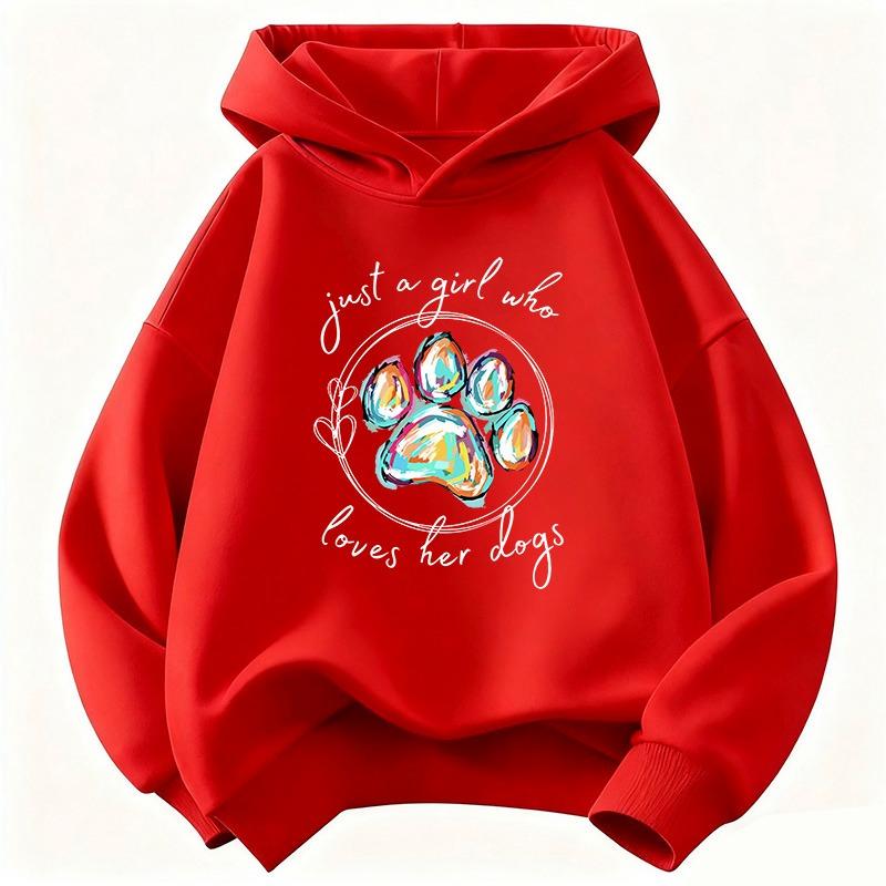 Spring Autumn Kids Hoodie Sweatshirt Animal Dog Paw Prints Graphic Print Casual Boys and Girls' Daily Wear