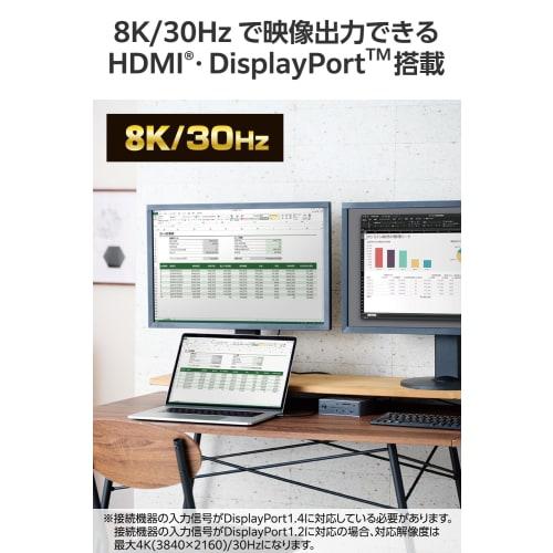 Elecom USB-C Hub Dockingstation 14in1 Thunderbolt4 kompatibel PD 60W 3 Bildschirmausgänge HDMI-Anschluss Display-Anschluss LAN-Anschluss Magnetisch Ständer enthalten Vertikal